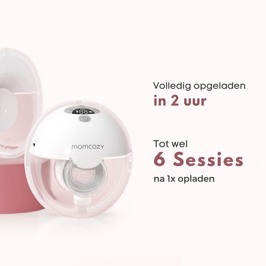 Momcozy M5 Smart – Handsfree Borstkolf – 2 Stuks – Elektrisch – Stil & Compact – Met Borstschild Inserts - Wit/Grijs — afbeelding 4