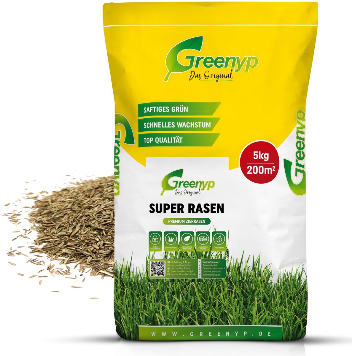 Dailygoods- Graszaad Herstel - Snelkiemend - Ziekteresistent - Speelgazon - 5 kg - Voor 200 m² - Dichtgroeiend - Siergazon