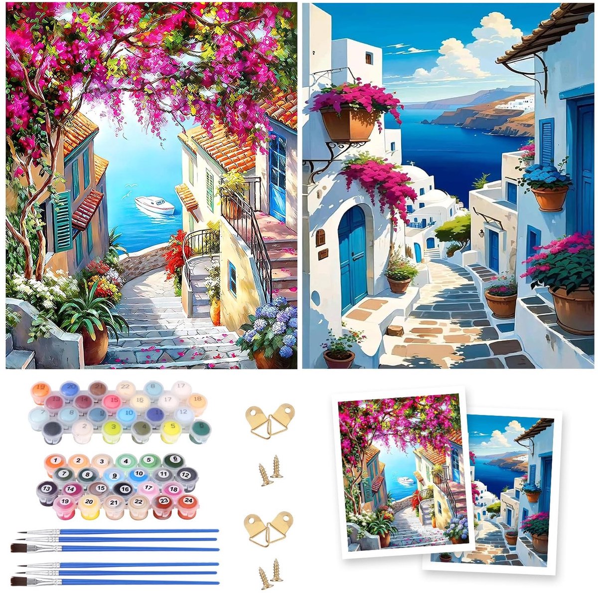 Dailygoods- Schilderen op Nummer Volwassenen - 2 Stuks - Olieverfschilderijset - 6 Penselen - Acrylverf - 40 x 50 cm - Doe-het-zelf Wanddecoratie - Doe-het-zelf Schilderij