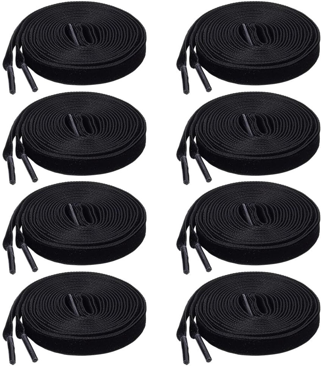 Dailygoods- Schoenveters 120 cm - Platte Fluwelen Veters - Zwart Fluweel - Luxe Comfort - Duurzaam Materiaal - Optimale Pasvorm - Schoenlussen