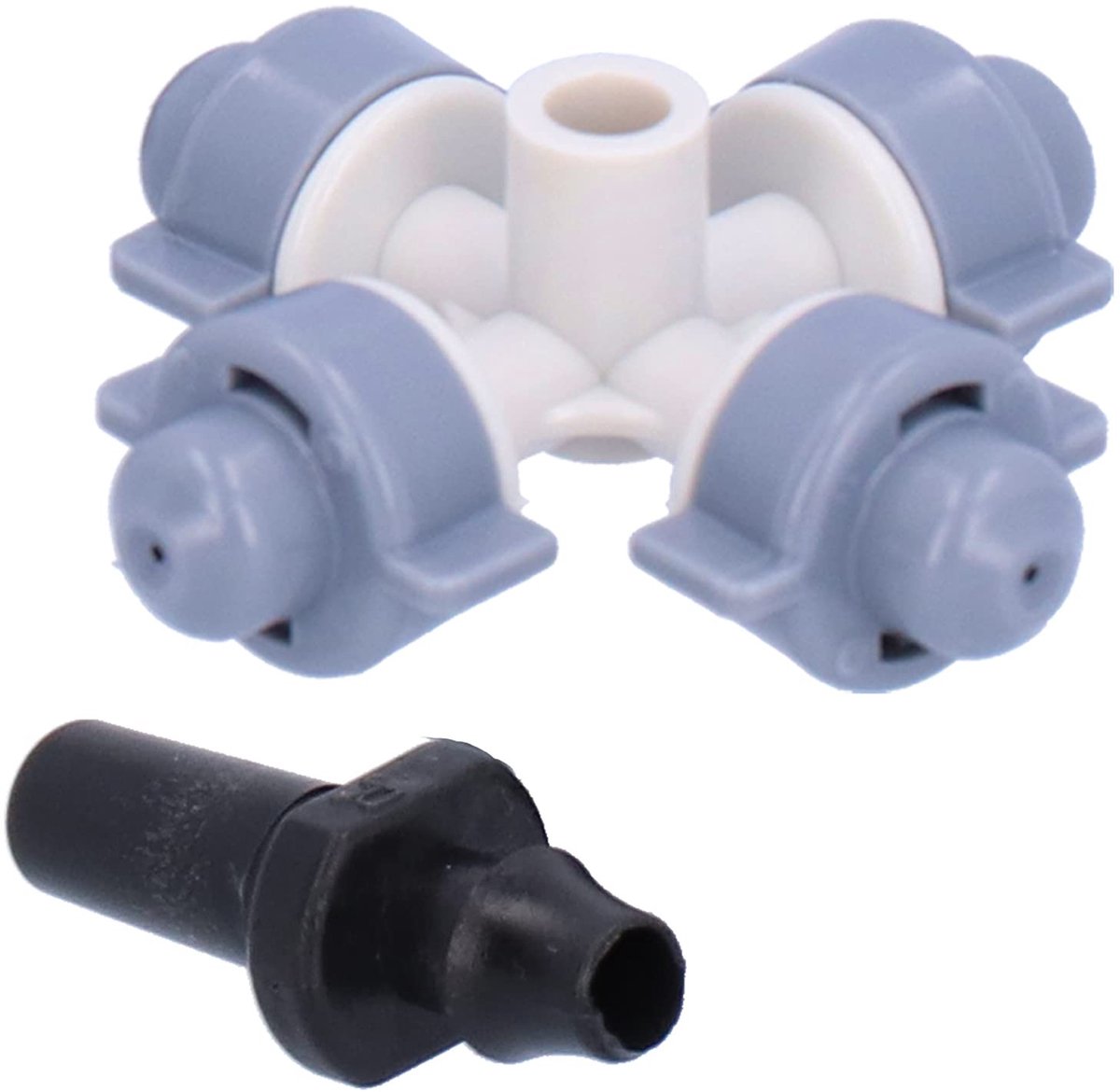 Dailygoods- Verneveling Mondstuk Set van 50 - 4-weg Nozzle - Kunststof - Irrigatie Druppelaar - Kleine Haak - Gewicht 732g