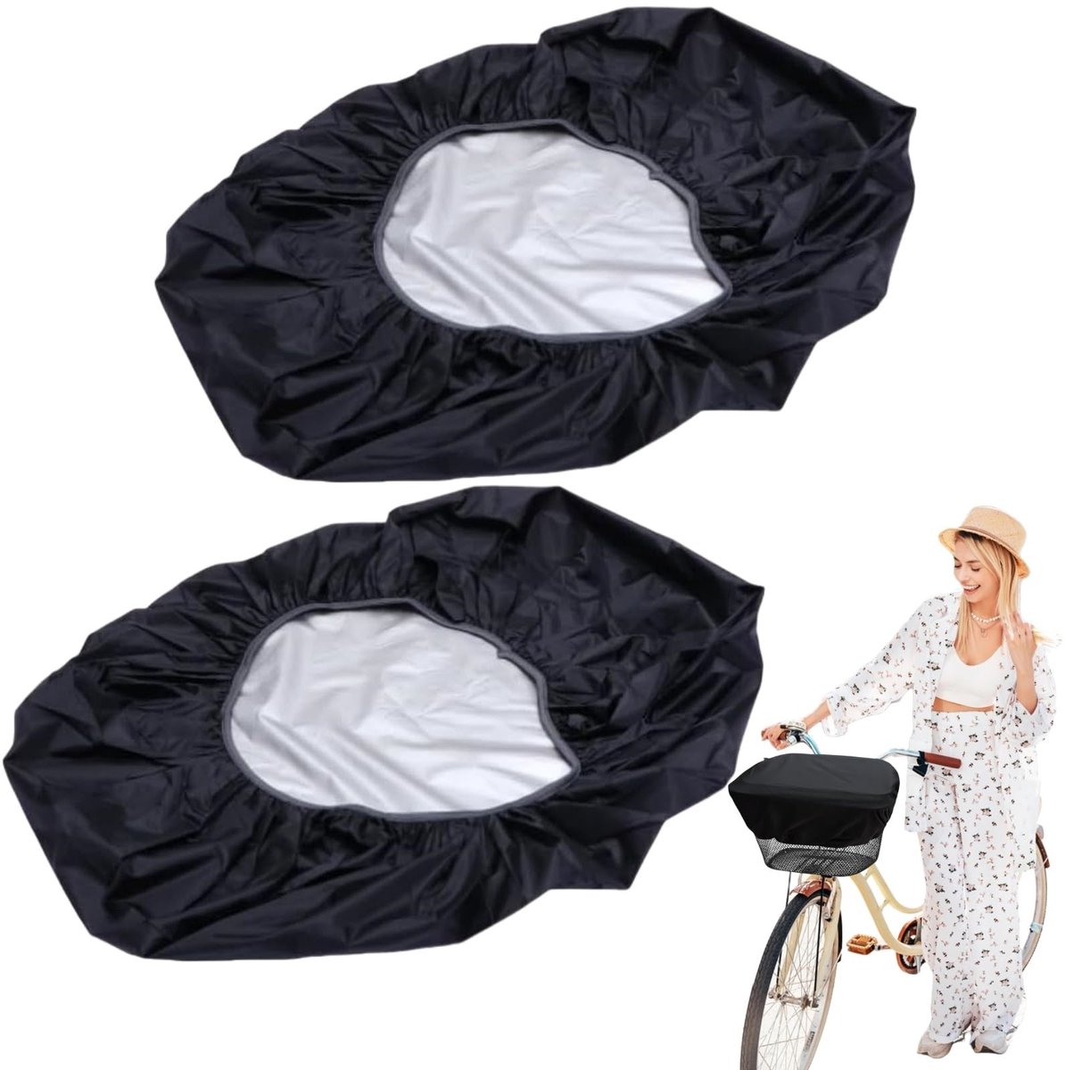 Dailygoods- Fietsmand Waterdichte Regenhoes - Fietsmand voor Scooter/Driewielermanden - 2 Stuks - 30L - Hoogwaardige Oxford Stof - Duurzaam - Fietsmandhoes