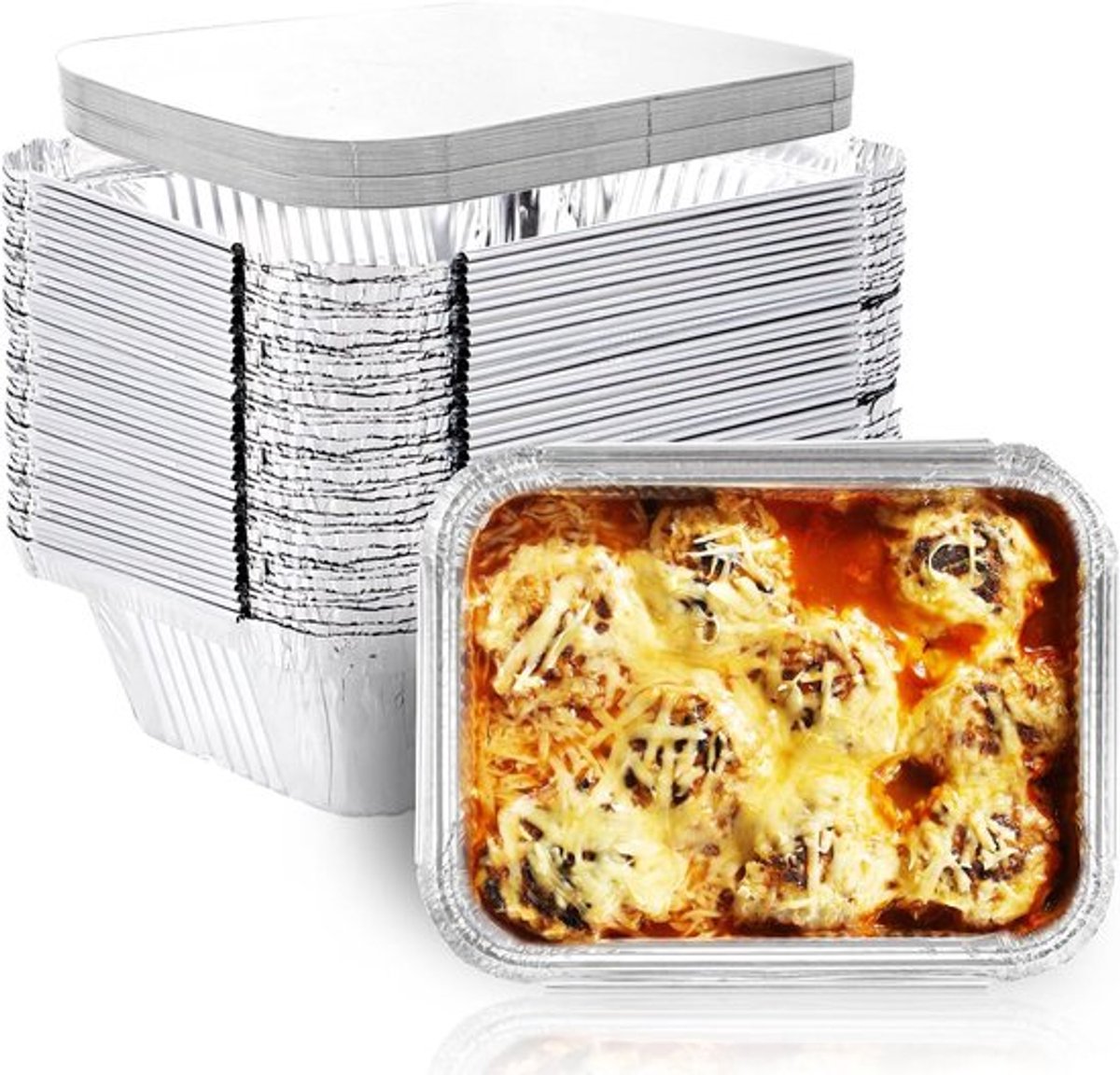 Verpakking van 30 aluminium kommen met deksel, 300 ml, wegwerp aluminium kommen, aluminium grill, wegwerp kommen met deksel voor barbecue, roosteren, koken