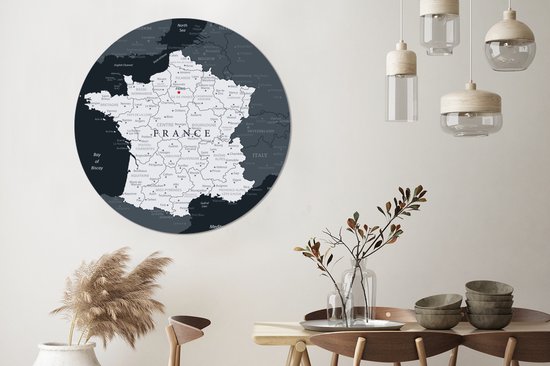 Carte de France gris foncé Aluminium ⌀ 140 cm