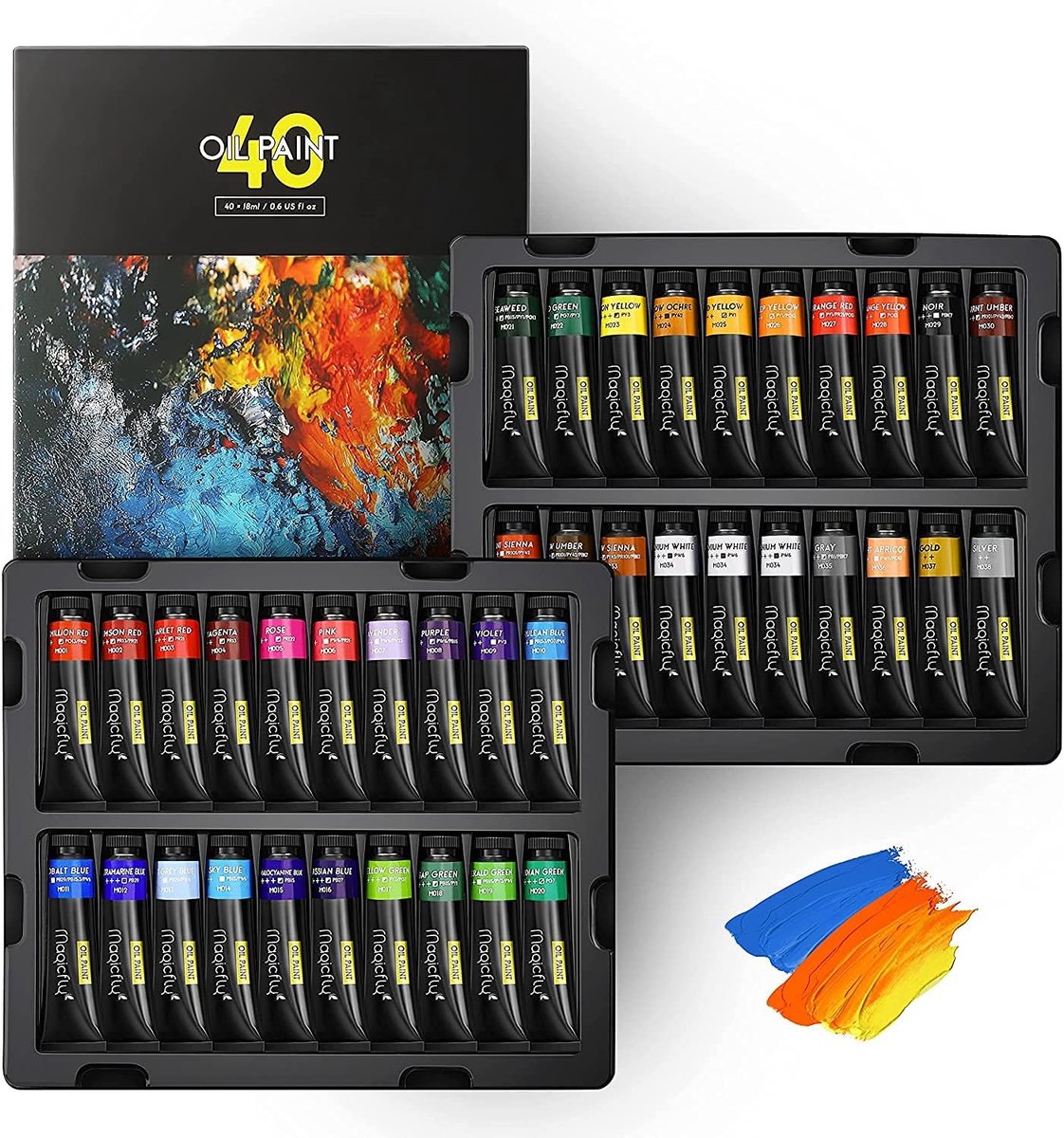 SnelShoppen - Professioneel Olieverf Set 40 Stuks - 18 ml per Tube - Hoogwaardige Kleuren inclusief Goud en Zilver - Voor Canvas en Muur Schilderijen