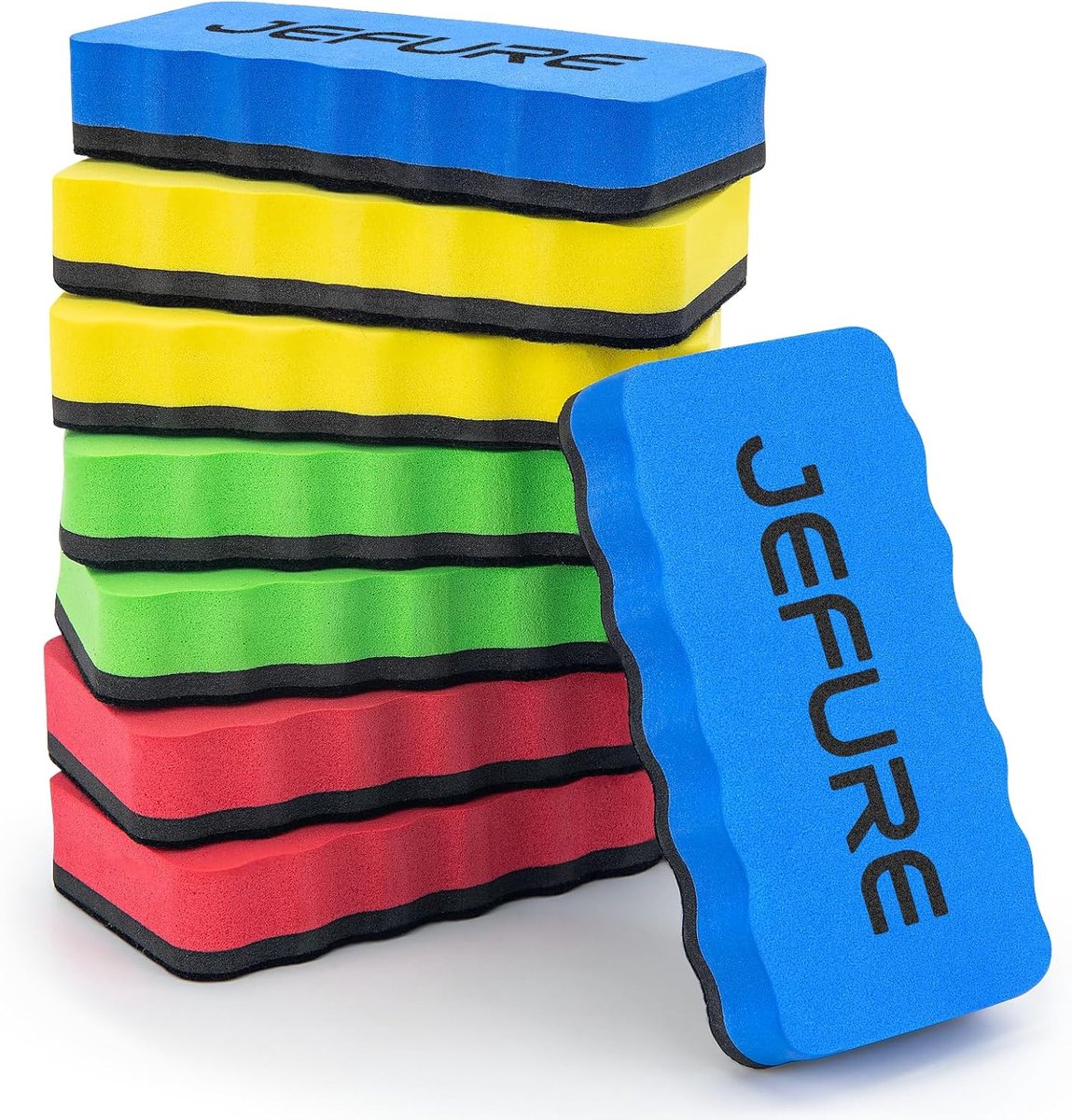 SnelShoppen - Magnetische Wittebord Veegers - Set van 8 - 4 Kleuren - Blauw, Groen, Rood, Geel - EVA Foam en Microfiber - Ideaal voor Witteborden en G