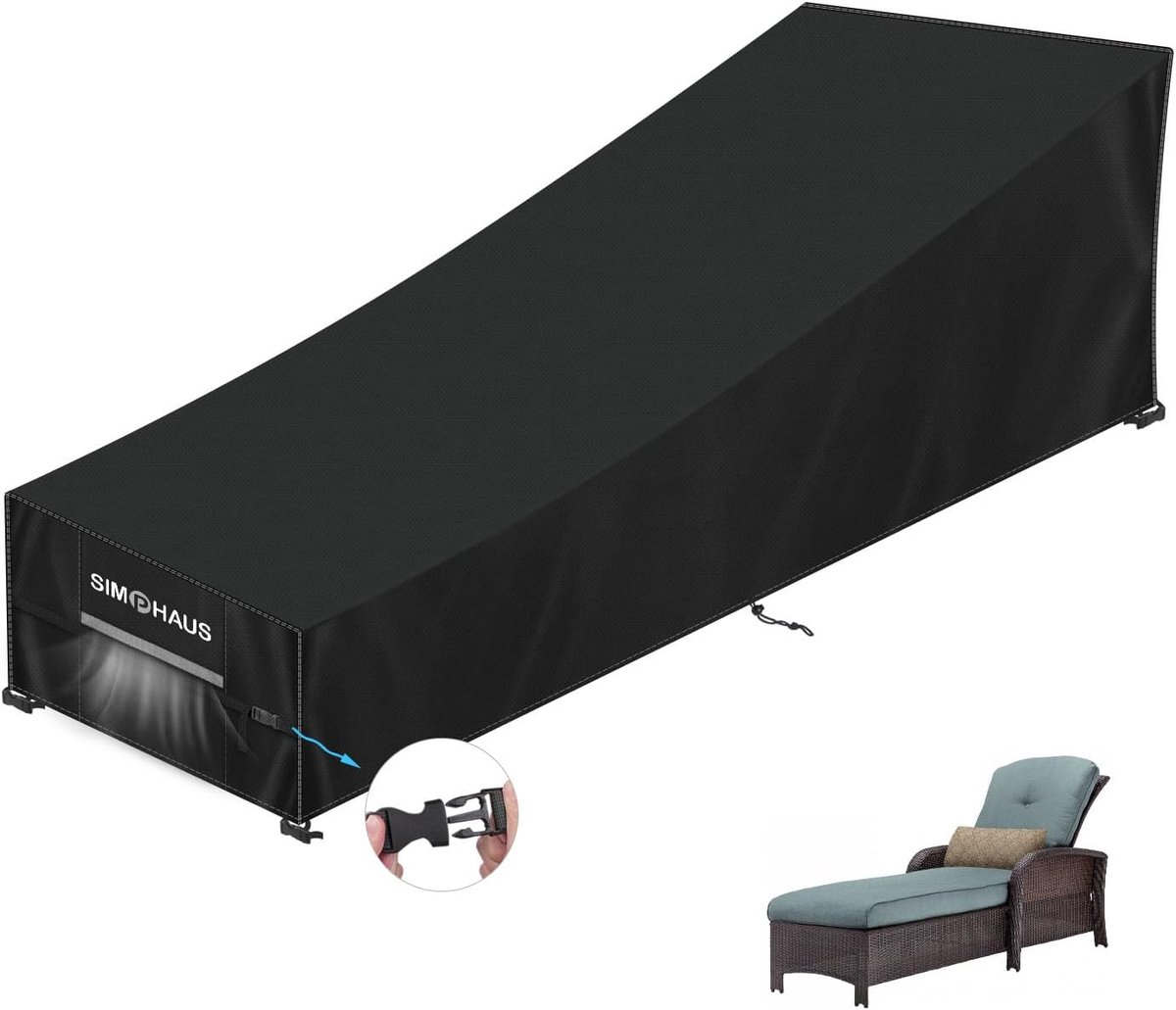 SnelShoppen - Waterdichte Tuinmeubelbescherming voor Ligstoelen en Tuinstoelen, UV-Bestendig Oxford Stof 420D, 210 x 80 x 40/80 cm, Perfect voor Tuin
