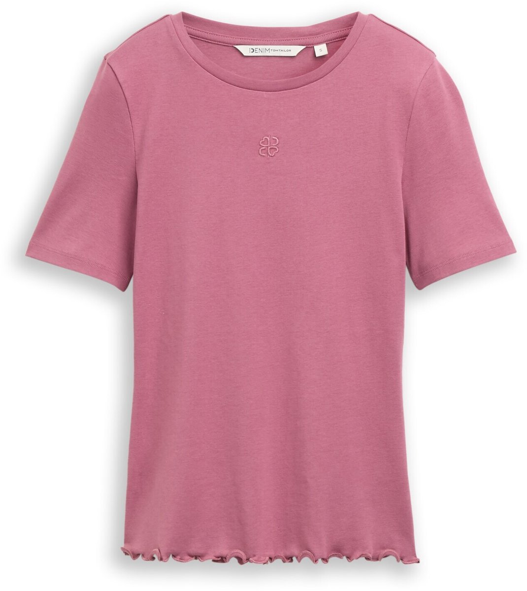 Tom Tailor Denim - Slim fit T-shirt met borduursel - Maat L - dusty berry