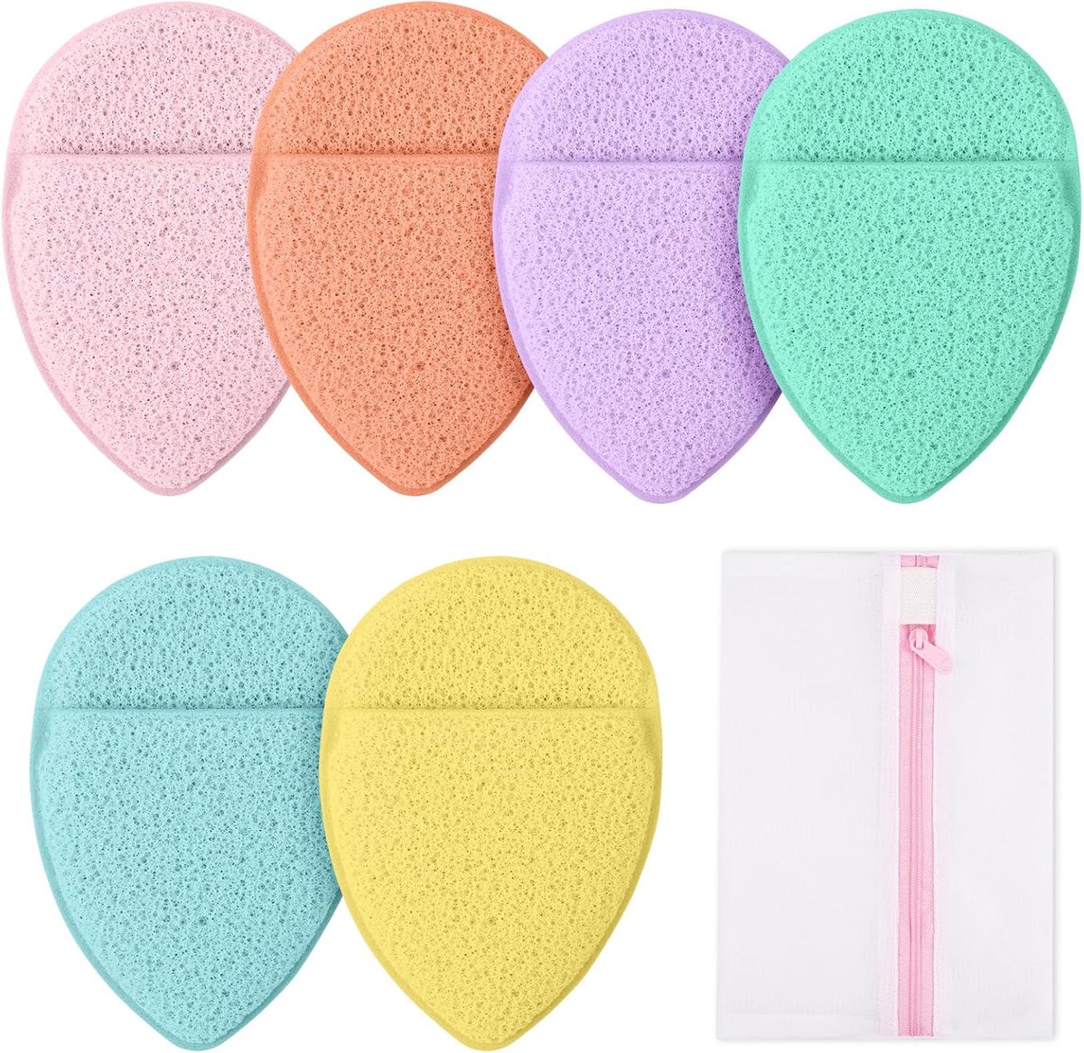 SnelShoppen - 6 Stuks Herbruikbare Make-up Remover Pads, Dubbelzijdige Microvezel Make-up Verwijder Cloth, Wasbare Make-up Remover Discs met Opbergzak