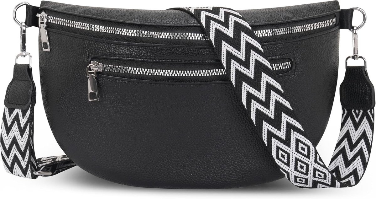 Stijlvolle schoudertas en heuptas voor dames, perfect voor festivals en reizen met afneembare riem