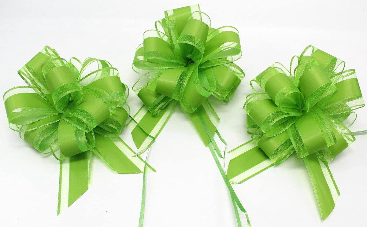 SnelShoppen - 18 cm Grote Trekboog - Decoratieve Cadeauband - Lichtgroen - 3 Stuks - Perfect voor Feestjes, Cadeaus, Suikerzakjes en Creatief Knutsele