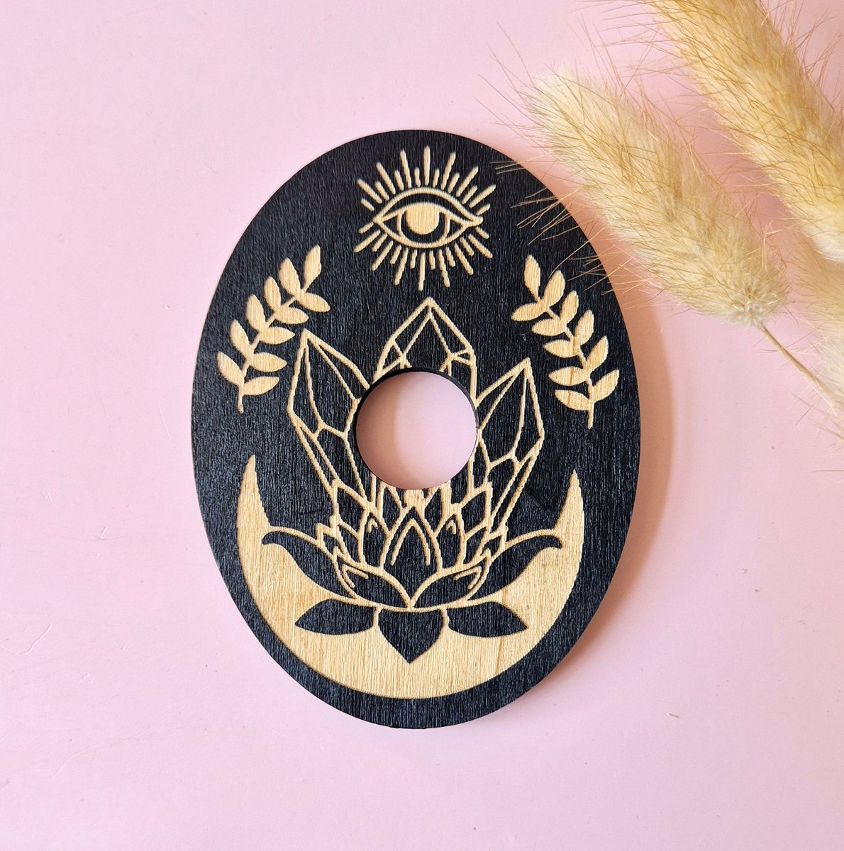 Houten Edelsteen Bolhouder – Crystals & Moon