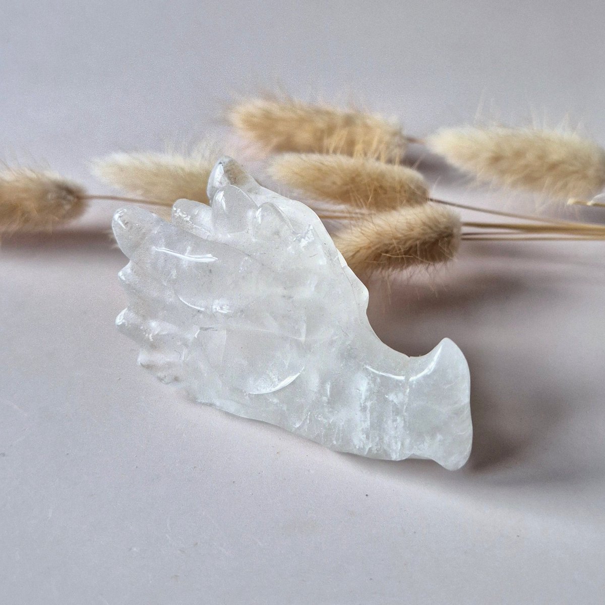 Edelsteen Drakenschedel van Bergkristal – 7 cm - Dragon Skull carving