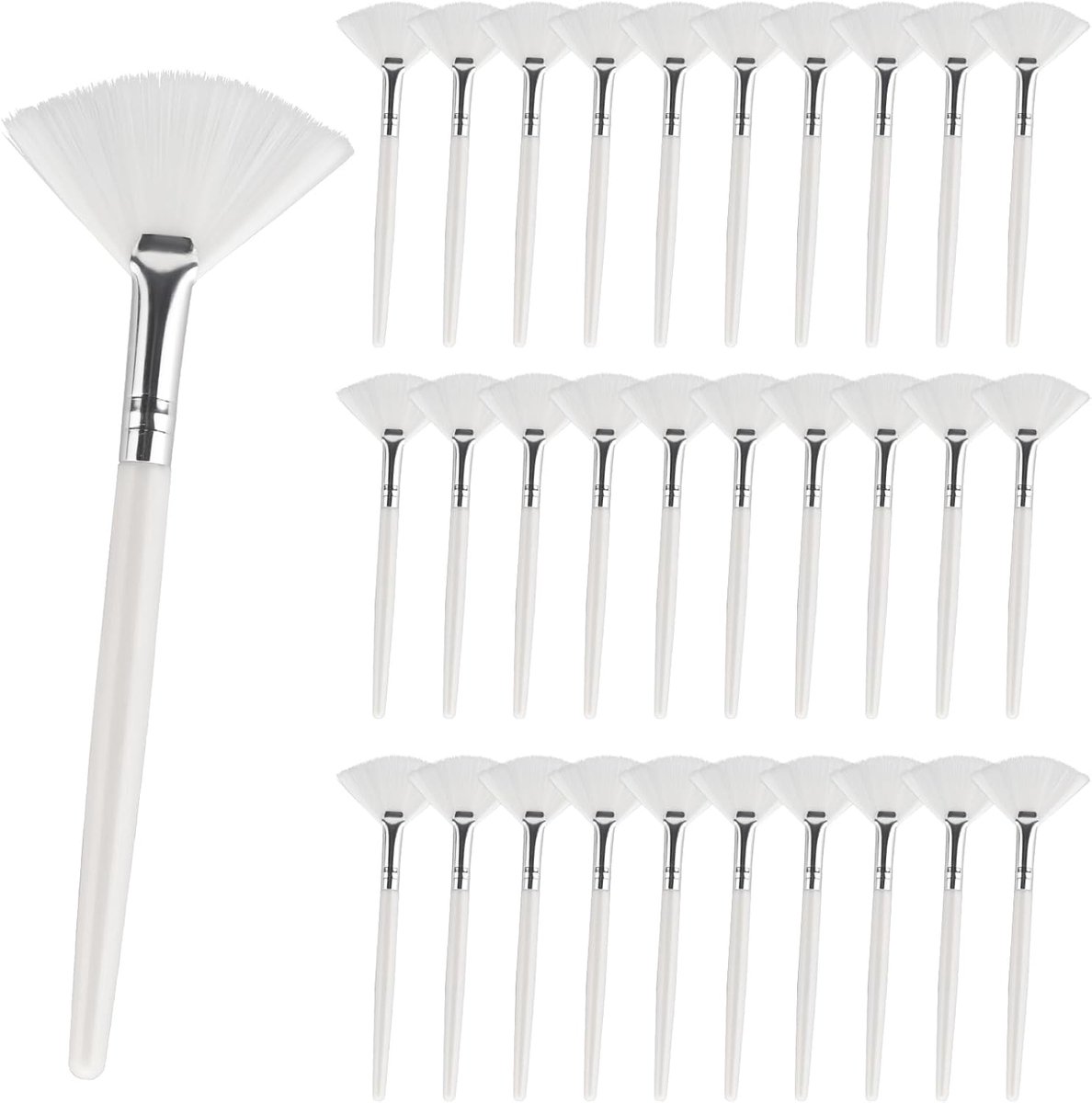 SnelShoppen - Pack van 30 Zachte Fan Masker Kwasten - Multifunctionele Make-up Kwasten voor Vrouwen en Meisjes - Ideaal voor Gezichtsverzorging, Cosme