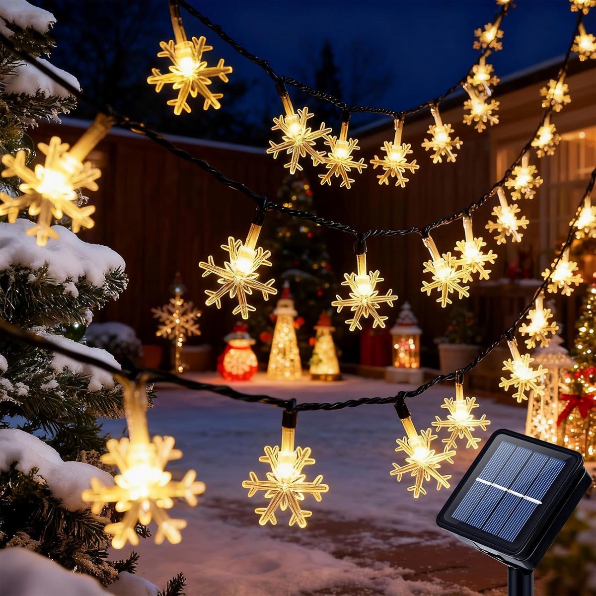 SnelShoppen - Solar Fairy Lights 7m, 50 LEDs, Waterdichte Buitenkerstverlichting, IP65, 8 Verlichtingsmodi, Decoratie voor Tuin, Balkon, Bruiloft, Fee