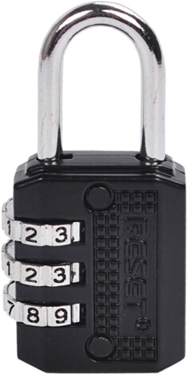SnelShoppen - 3 Digit Mini Combinatielock, Compact en Lichtgewicht Combinatieslot voor Koffers, Rugzakken, Dozen, Dagboeken - Zwart - Resetbaar - 1 Pa