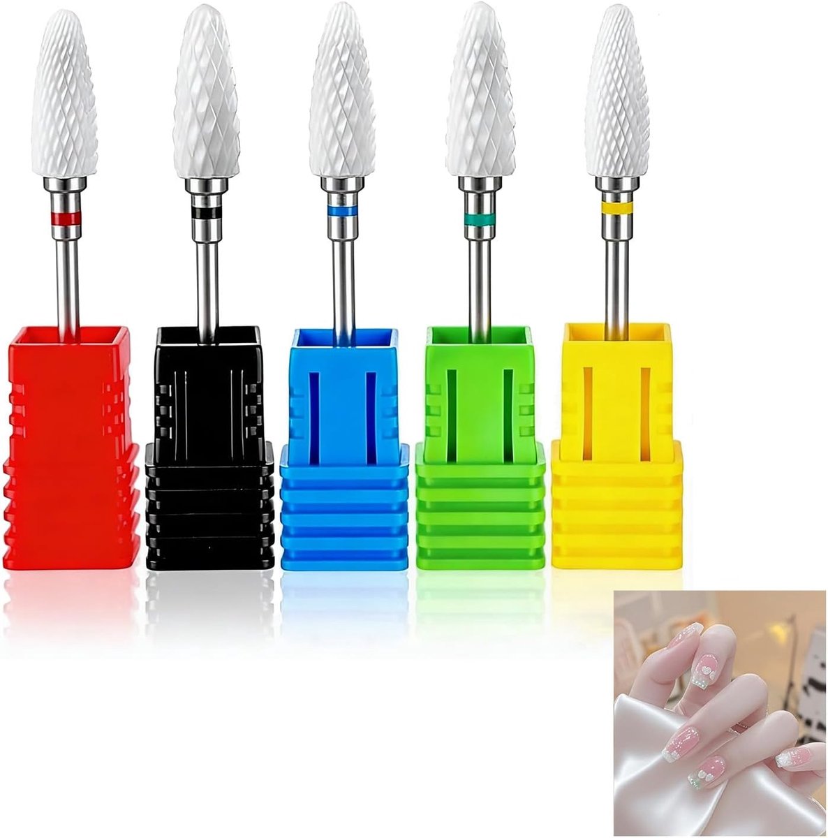 SnelShoppen - Professionele set van 5 keramische vijlen voor manicure en pedicure, precisie, duurzaamheid, voor acryl en natuurlijke nagels, geschikt