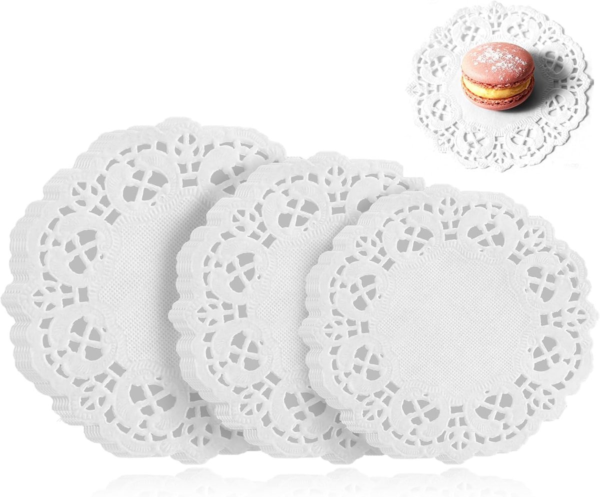 SnelShoppen - 300 Stuks Cake Tips - Wegwerp Cake Mat Ronde Keuken Bakpapier - Decoratieve Placemat voor Verjaardag, Bruiloft en Feest - 9cm, 11.5cm, 1