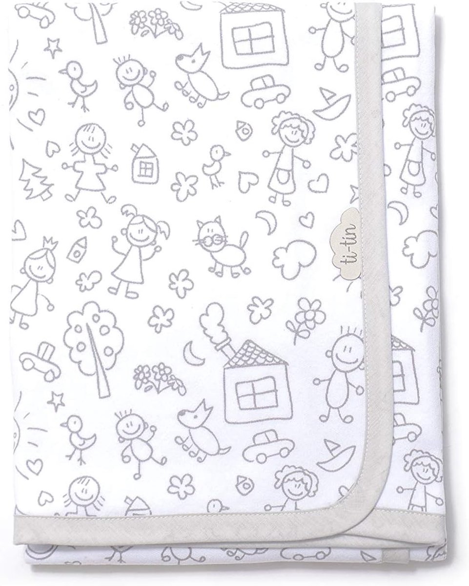 SnelShoppen - Ti TIN Grey Baby Layer - Extra Zachte en Absorberende Cuddly Dekentje van 100% Katoen - Perfect voor Baby's Huid - Ideaal voor Thuis en