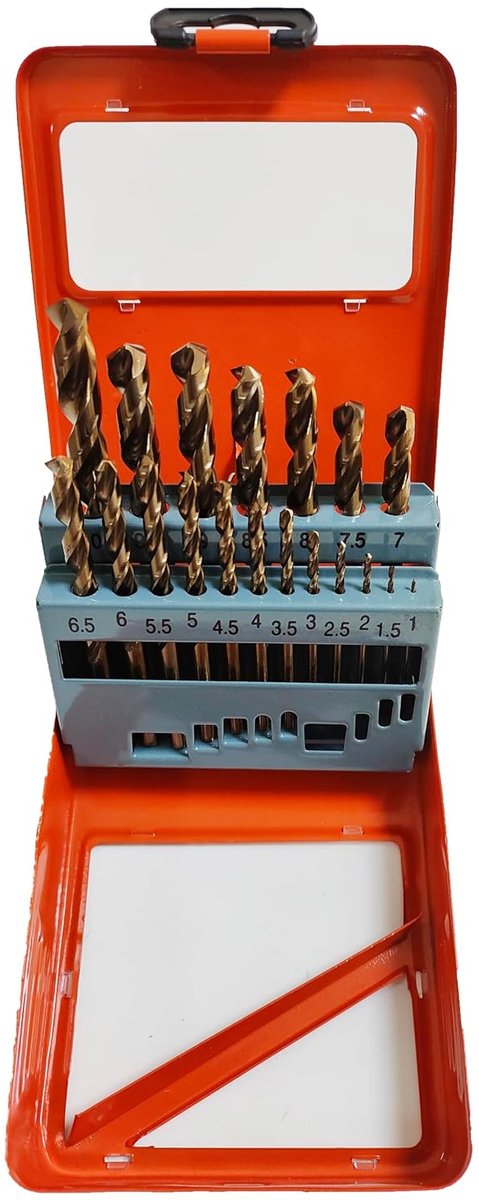 SnelShoppen - Boorset M35 19-delig HSS Co volgens DIN 338, 1-10 mm, Spiraalboor voor Metaal, Roestvrij Staal, Gietijzer & Aluminium in Stevige Kassett