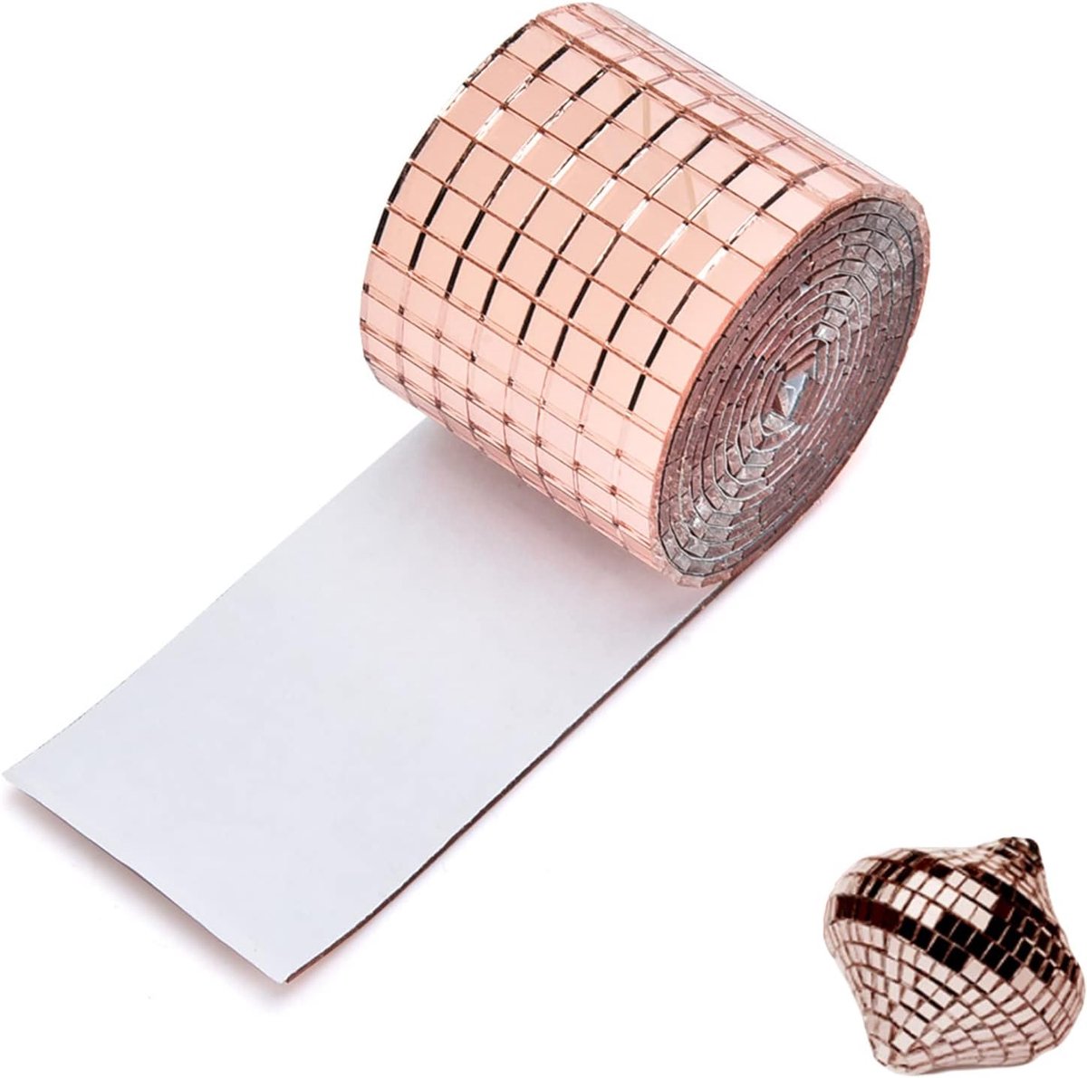 SnelShoppen - Mini Zelfklevende Vierkante Spiegel Mozaïek, Echte Glazen Mozaïek voor DIY, 100 Stuks, Roze Goud, Perfect voor Decoratie, Feest, Creatie