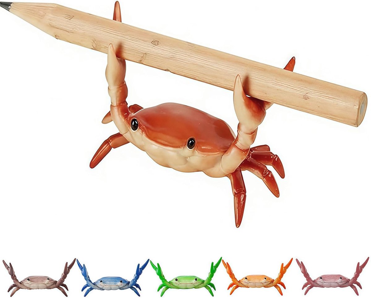 SnelShoppen - 5-delige Desk Pen Holder Set met Grappige Gewichtenkrabben, Creatieve Mini Lepelhouder, Dierlijke Vormpjes, Desk Accessoires en Opbergta