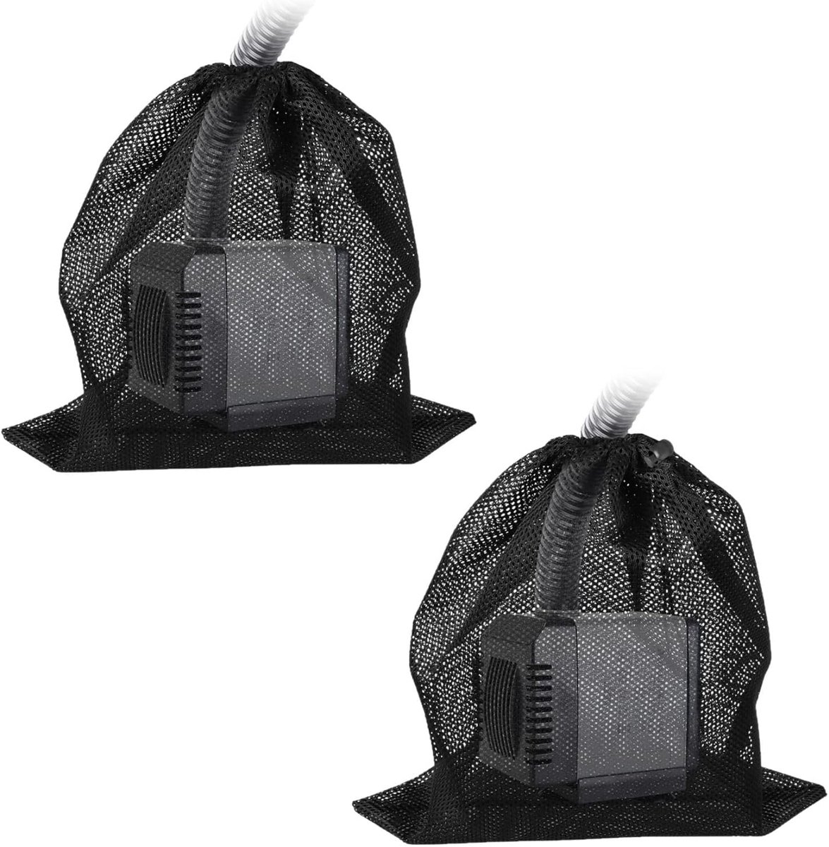 SnelShoppen - 2 Stuks Filterzak 45 x 45 cm voor Vijverpomp en Waterfilter, Netzak met Trekkoord voor Aquarium en Tuinpomp, Robuust Gaasweefsel, Perfec