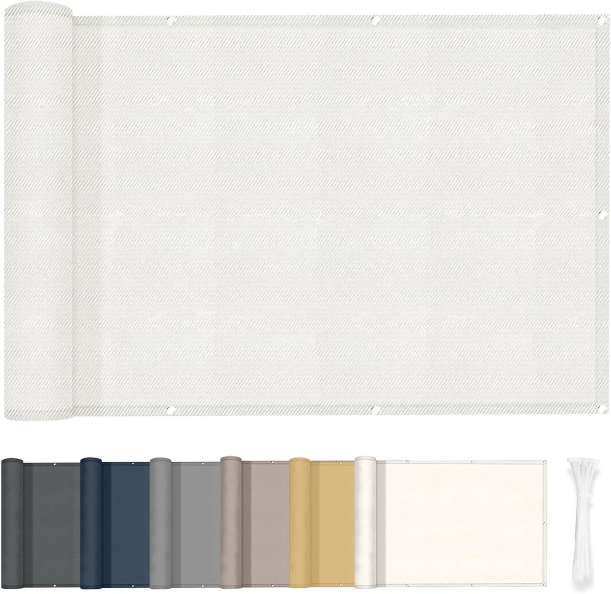 SnelShoppen - Balkon Scherm 75x500cm Beige, 160g/m² PES Waterdicht en Windbestendig, UV Bescherming, Privacy Screen voor Balkon en Terras met Kabelbin