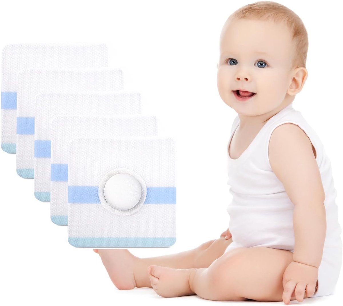 SnelShoppen - ENLUNTRA Baby Umbilical Hernia Abdominal Stickers (5 Stuks) - Ondersteuning voor Navelbreuk - Ideaal voor Baby's, Nieuwgeborenen, Dageli
