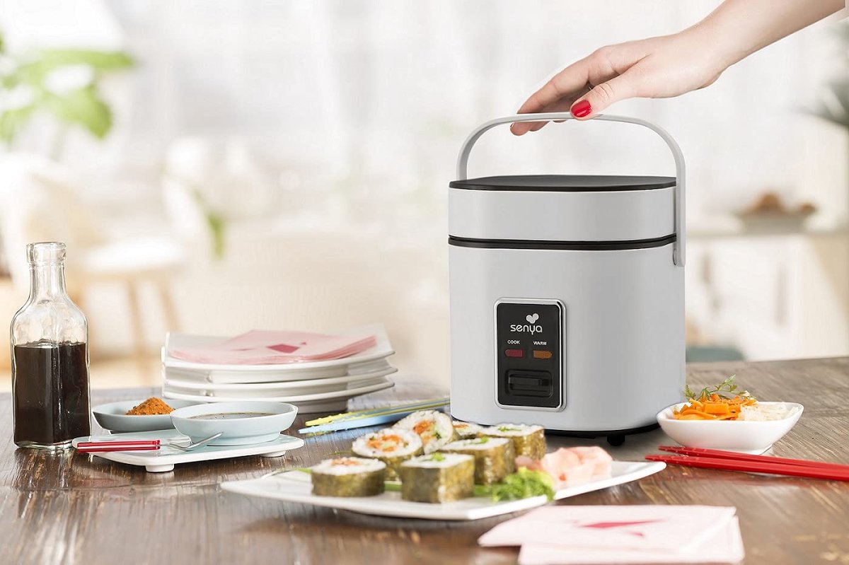 SnelShoppen - Rijstkoker 2L, Stoomkoker met Warmhoudfunctie, Automatische Uitschakeling, Snelkookpan, Wit, 400W - Perfect voor Keuken, Feest, en Gezin