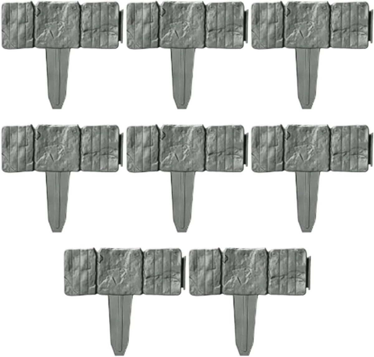 Tuinafscheiding Imitatie - Nepstenen Border - Bloembed Afscheiden - Gereedschapsloos Plaatsen - 25x23cm - Grijs