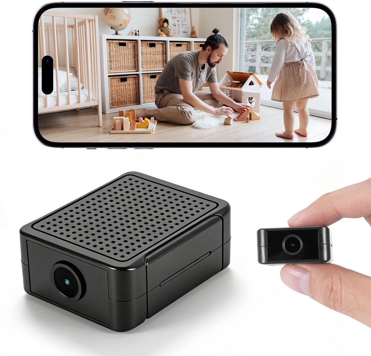 SnelShoppen - Mini Spionagecamera 1080p HD, Wifi Bewakingscamera met Nachtzicht, Bewegingsdetectie, 2,4G/5G WLAN, Mobiele App, Voor Binnen en Buiten G