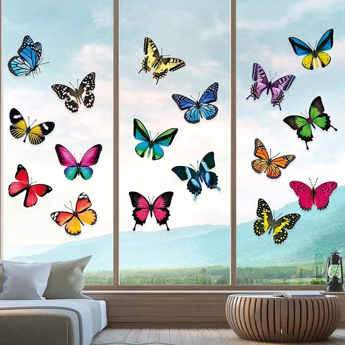 SnelShoppen - Herbruikbare Raamstickers - 20 x Vlinders - Electrostatistische Stickers - Anti-botsing Bescherming voor Vogels - Verwijderbaar en Herbr