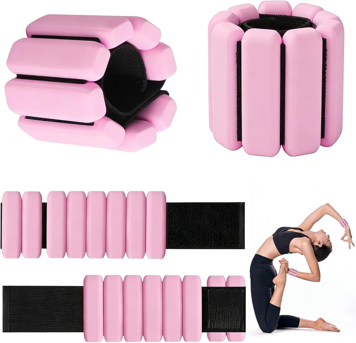 SnelShoppen - Set van 2 Verstelbare Polsgewichten 0.45 kg - Draagbare Enkelgewichten voor Polsen en Enkel Fitness - Perfect voor Oefeningen, Wandelen,