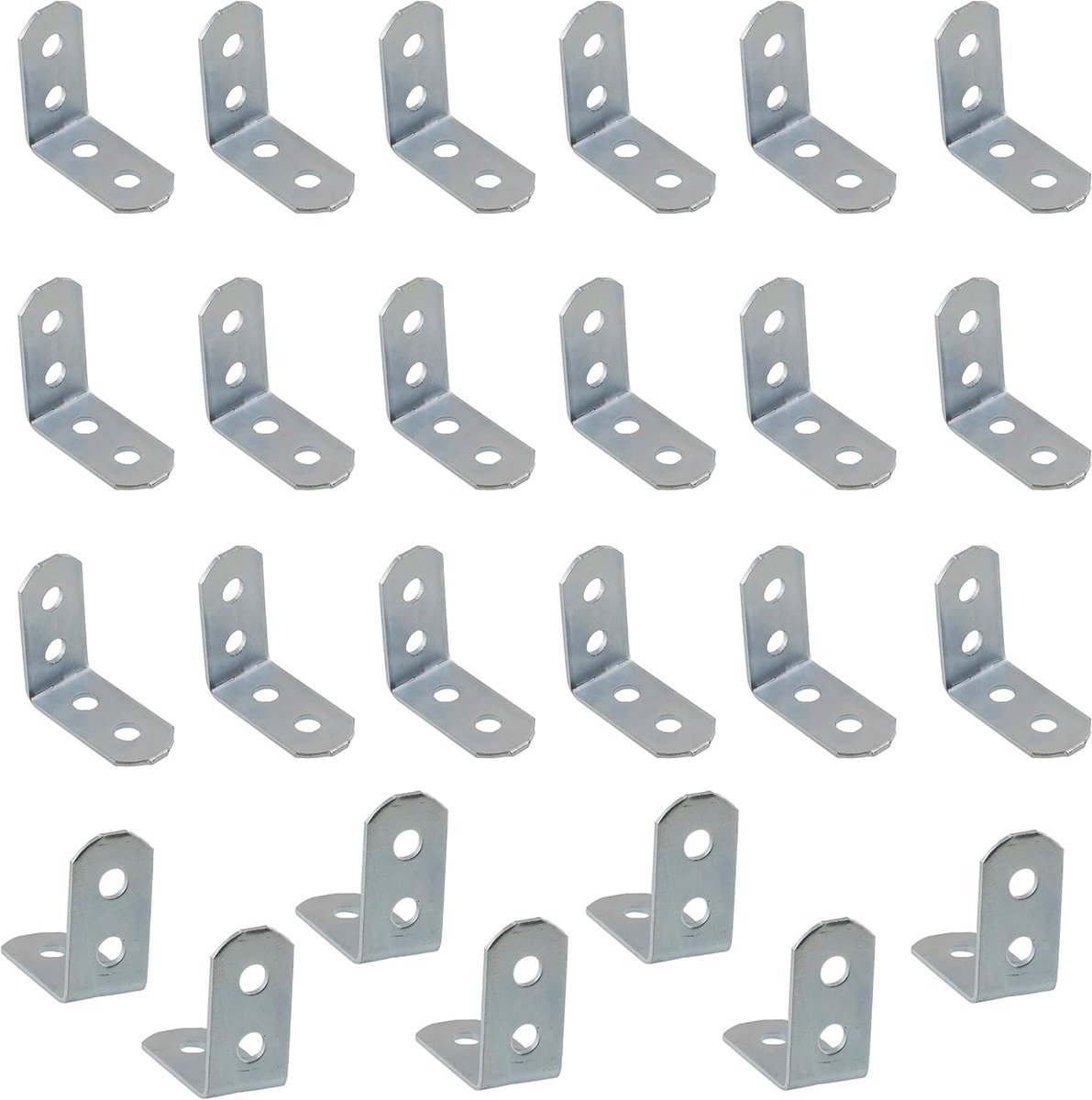 SnelShoppen - Set van 25 Hoekverbindingen 30x30x15mm met 4 Gaten - Gegalvaniseerd Staal - Versterking voor Meubels en Planken - Silver Kleur