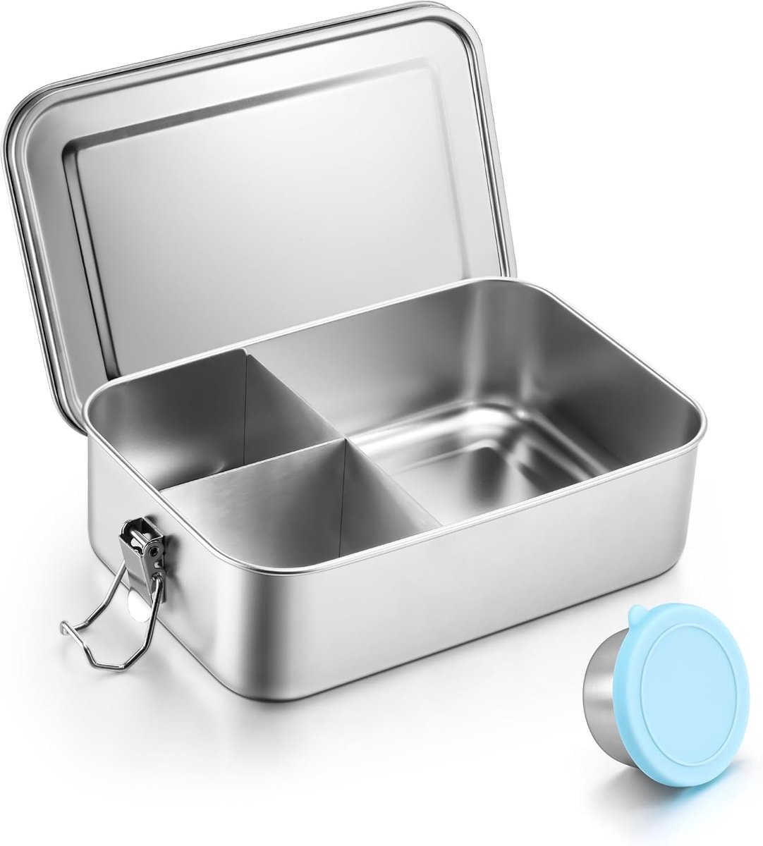 SnelShoppen - Broodtrommel met vakken en saushouder 1850 ml - Ideaal voor lunch, picknick, school, en werk - BPA-vrij, stevig kunststof, handig formaa