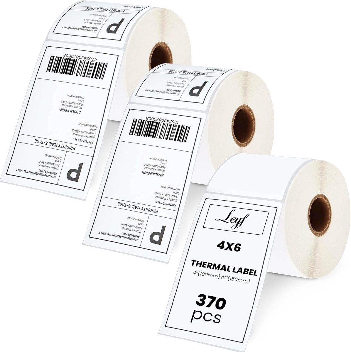SnelShoppen - 100mm x 150mm Thermische Labels - Zelfklevende Verzendlabels - 3 Rollen x 370 Stuks - Compatibel met Labelprinters - Ideaal voor Verzend