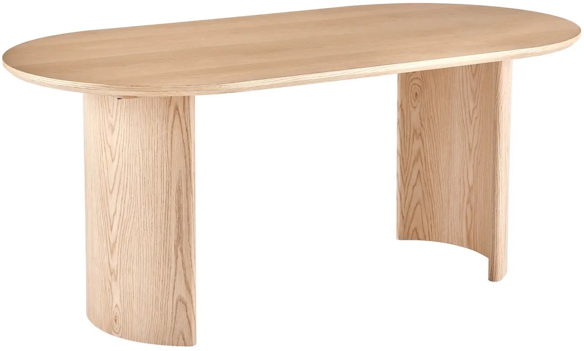 Vestland Ovale Eiken Eettafel - 200x100 cm - Geschikt voor 8 Personen - Japandi - Halfronde poten