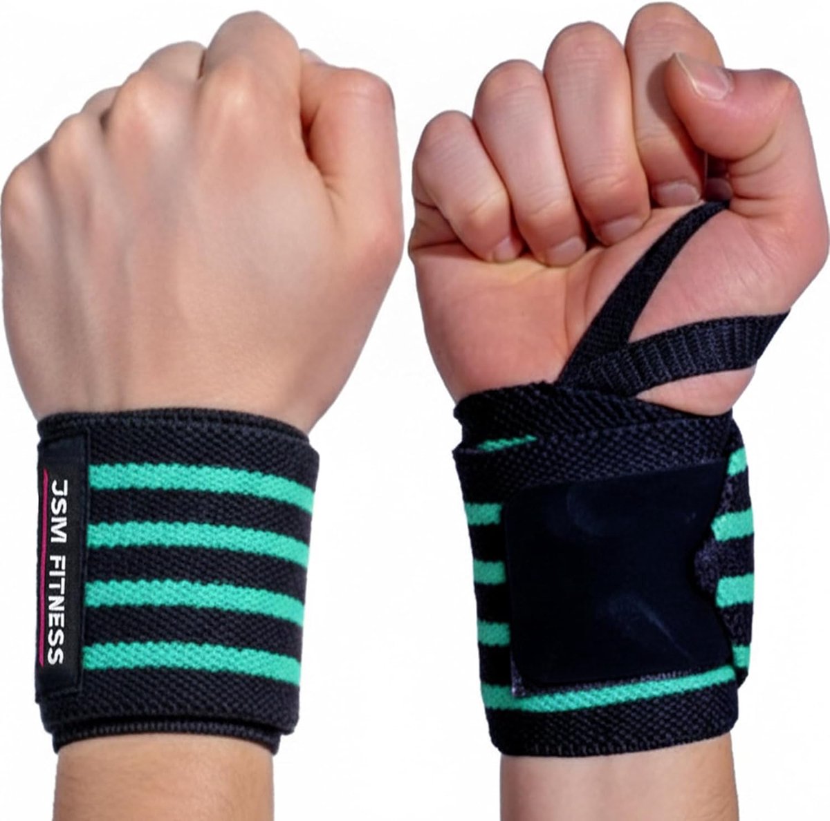 SnelShoppen - 2 Pack Gym Crossfit Polsbanden Gewichtheffen Fitness Armband met Duimlus voor Dames en Heren - 56x8 cm Elastisch en Verstelbaar