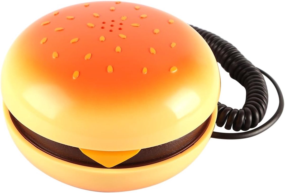 SnelShoppen - Novelty Imitatie Burger Telefoon - Creatieve Cartoon Landlijntelefoon voor Thuis en Kantoor - Mini Formaat met Antislip Voetjes - Grappi