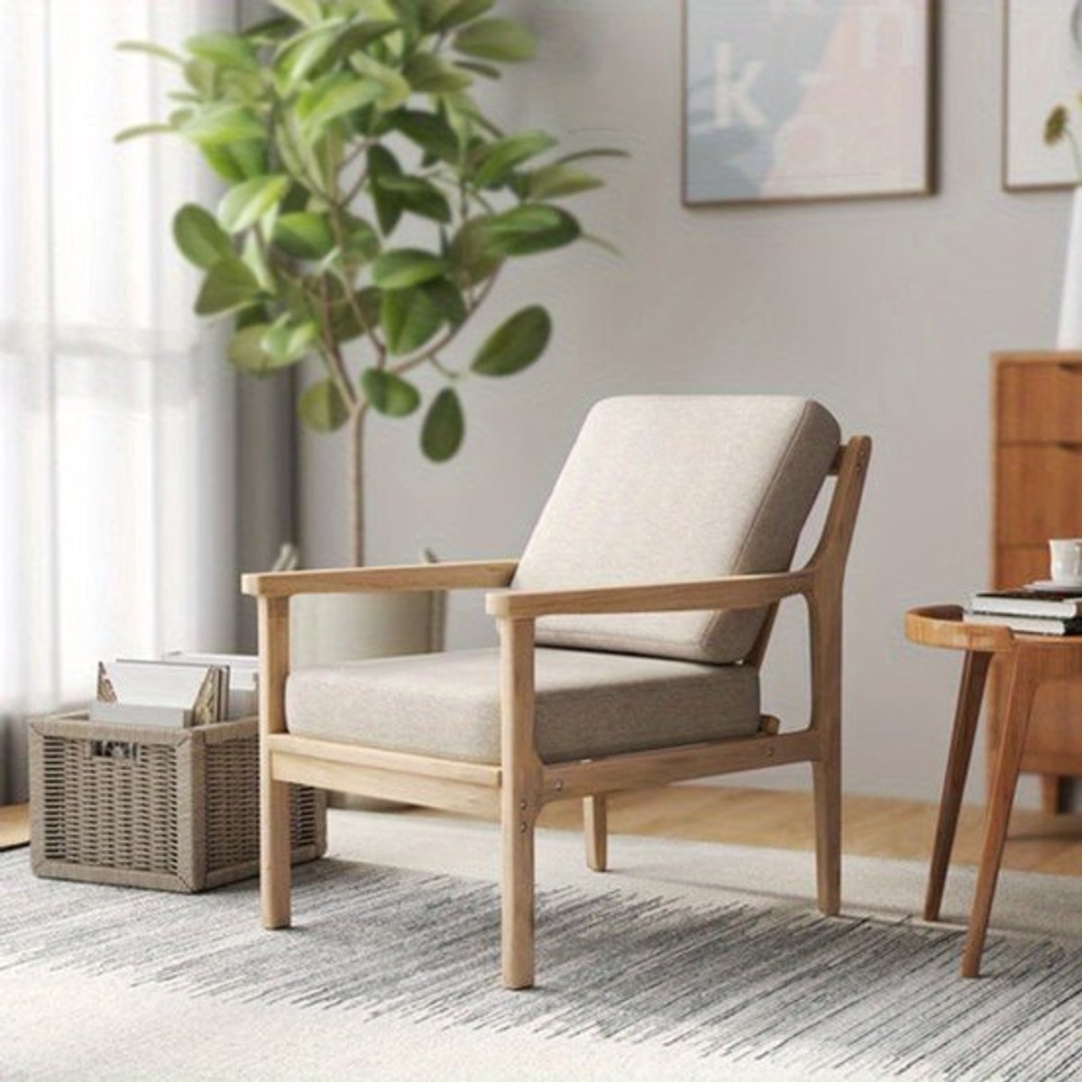 Loungestoel – Fauteuil – Relaxstoel – Leunstoel – Zithoekstoel – Beige – Hoogwaardig Schui