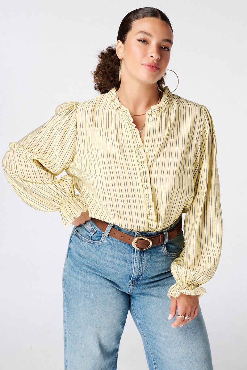MS Mode Blouse Gestreepte blouse met volants