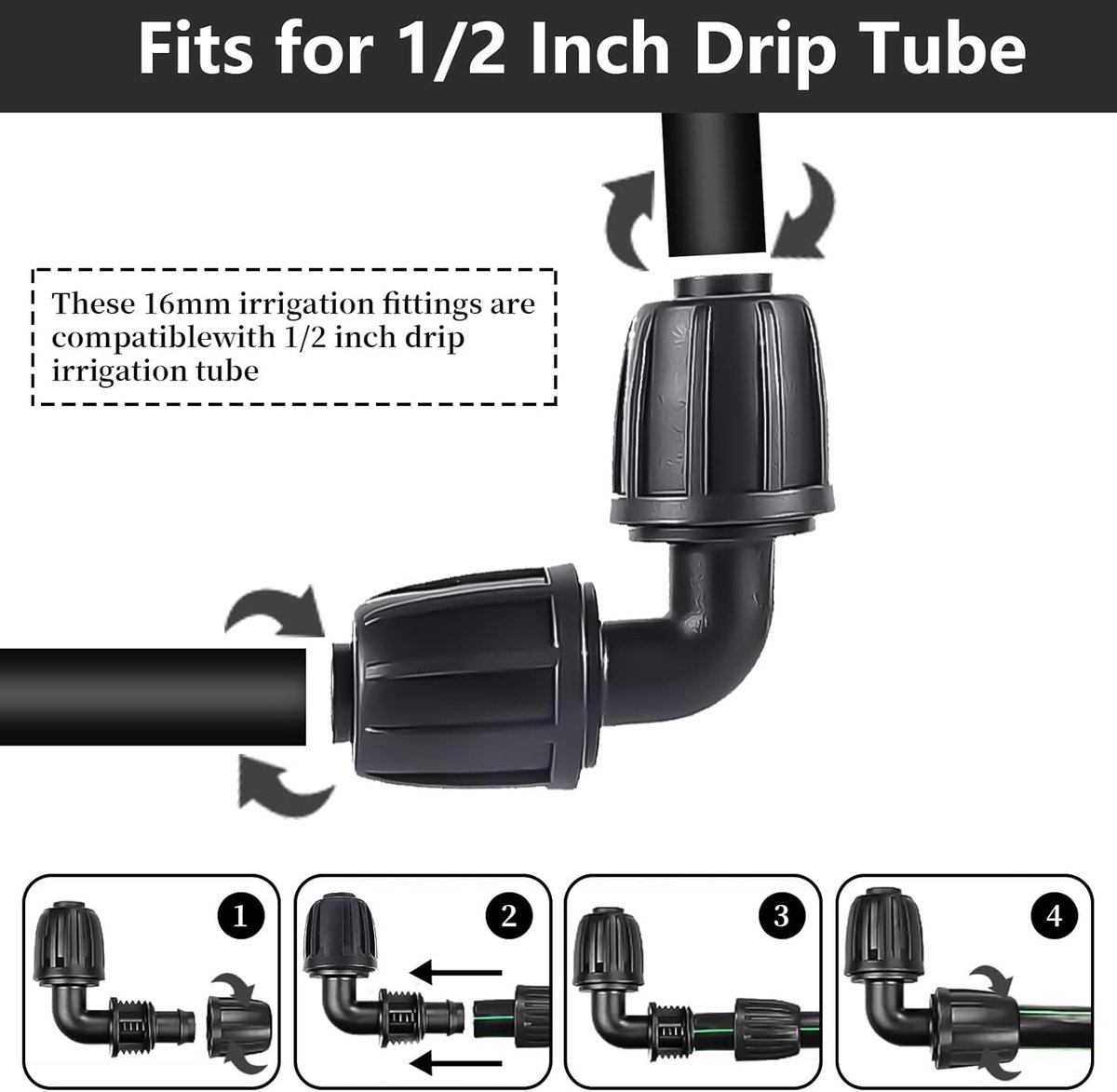 SnelShoppen - 20pcs Drip Irrigation Connector Set, PE Hose Connector voor 16mm Tuin en Buiten Irrigatie, Duurzaam en Milieuvriendelijk Plastic, Ideaal