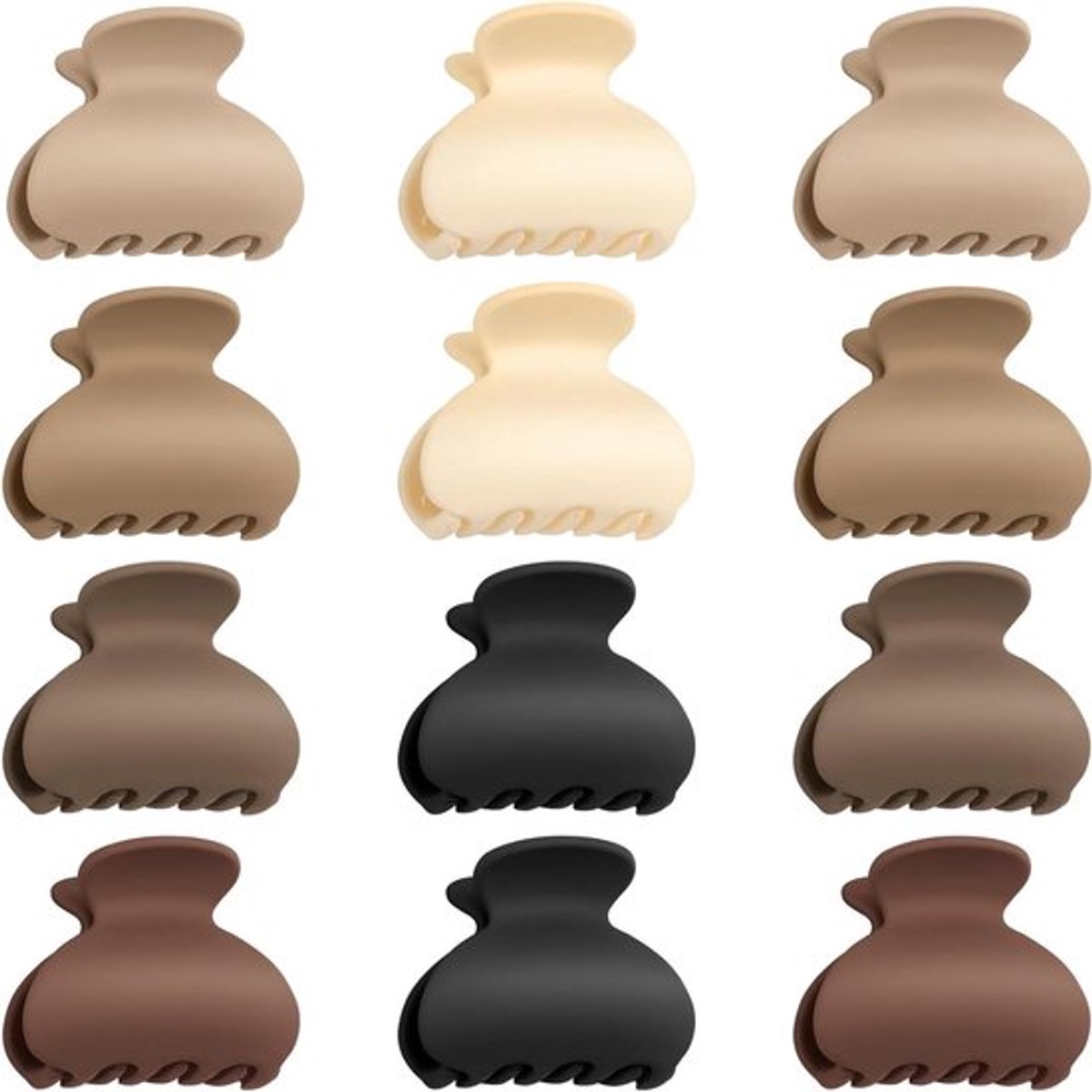 Haarclips voor dames en meisjes, antislip haarspelden, matte afwerking - Set van 12 stuks met mini-accessoires voor dik en dun haar - 4 cm