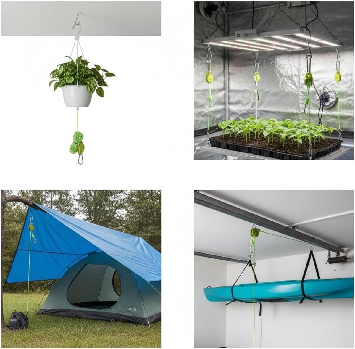 Verstelbare Reflecterende Wind Rope met Katrol, 4 meter, Sterke en Duurzame Touw voor Kamperen, Kleding Drogen en Buitenactiviteiten
