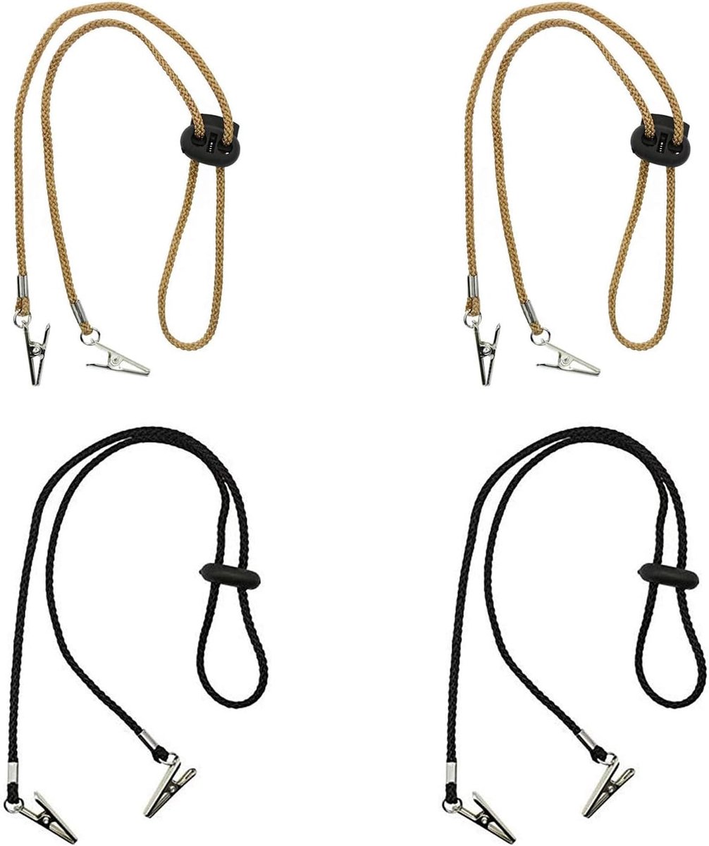 SnelShoppen - 4Pcs Napkin Clips - Flexibele Lanyard Napkin Holder - Bib Napkin Clip voor Volwassenen en Kinderen - Zwart/Geel - Ideaal voor Restaurant