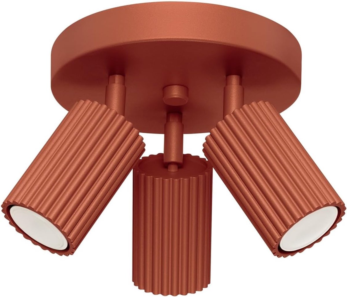 SnelShoppen - Moderne Hanglamp Aluminium - Minimalistische Plafondlamp met 3 Caps - 19.5 x 19.5 x 18 cm - Karbon Rood Geel - Ideaal voor Keuken, Hal e