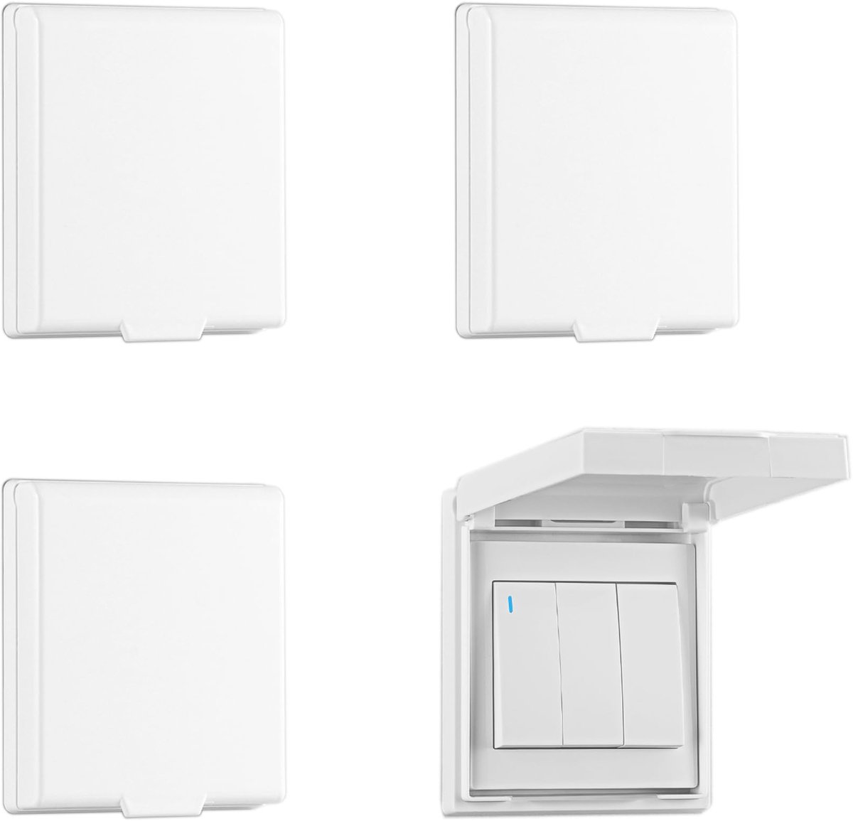SnelShoppen - 4 Stuks Waterdichte Type 86 Stopcontacten voor Buiten met Regenbescherming - Lichtgewicht Schakelaarafdekking voor Tuin, Badkamer, Keuke
