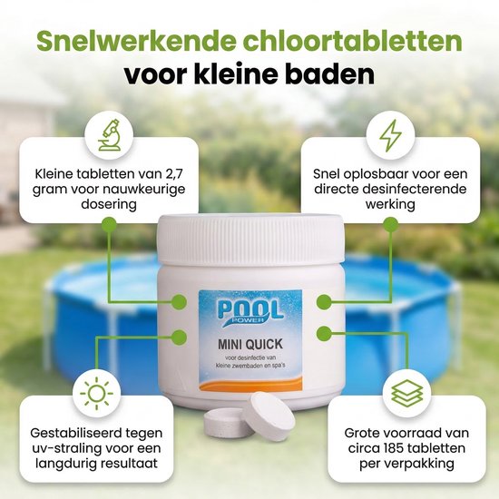 Pool Power Mini Quick Desinfectiemiddel voor Zwembaden - 180 tabletten