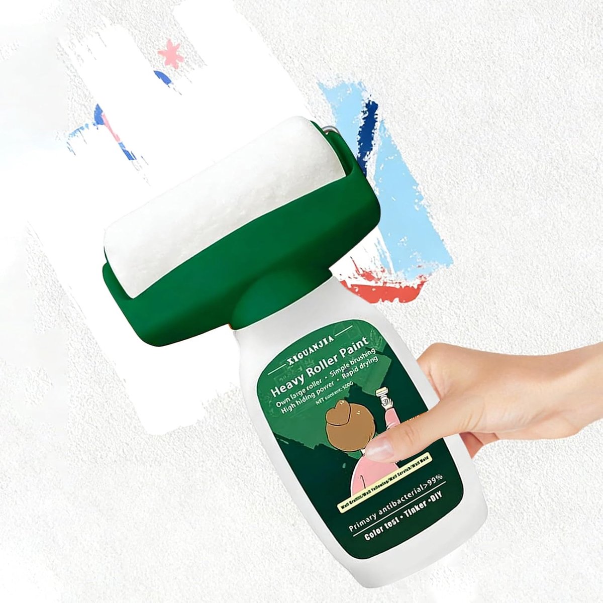 SnelShoppen - Wall Paint Repair Kit Wit 500g - 2-in-1 Muurverf Roller Borstel met Muur Reparatie Pasta voor Vlekken, Krassen en Graffiti - Ideaal voor
